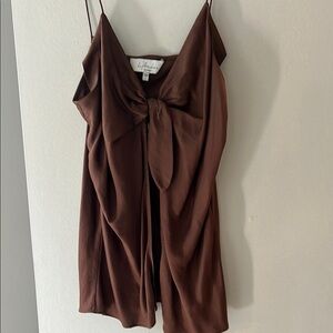 L'Academie Brown Sleeveless Camisole with Tie Front